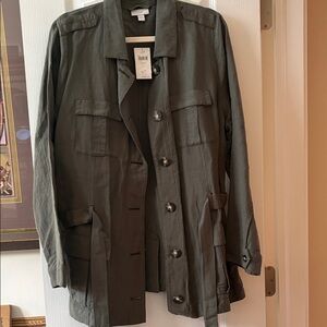 J. Jill Linen Lightweight Green “Military Field”Jacket